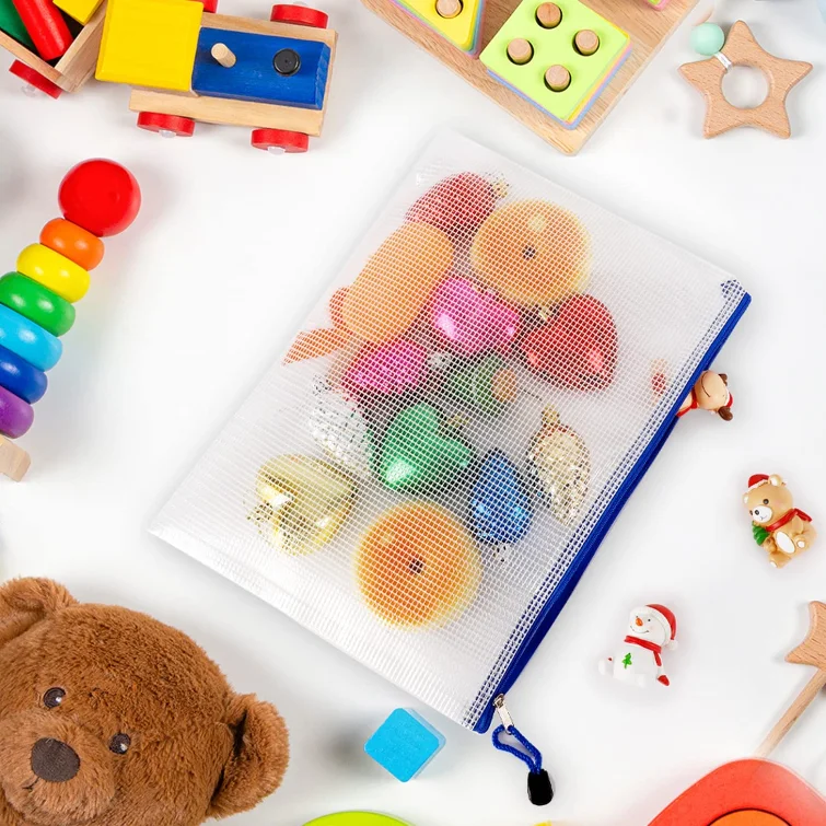 Cheap Waterproof A4 A5 A6 Plastic Zipper File Wallet Document Bag PVC File Bag With Zipper Lock Mesh Document Bag