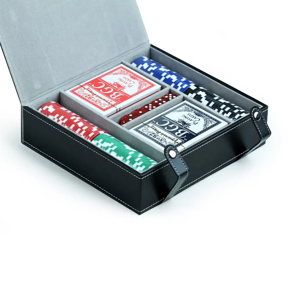 Customized Professional Poker Chip Box Luxury Durable Pu Leather Poker Chips Sets Storage Organizer