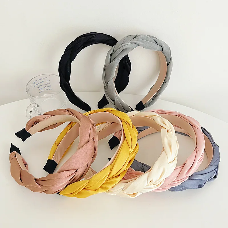 Plain Hair Accessories Hair Band Silk Wide Hairbands Headbands For Women