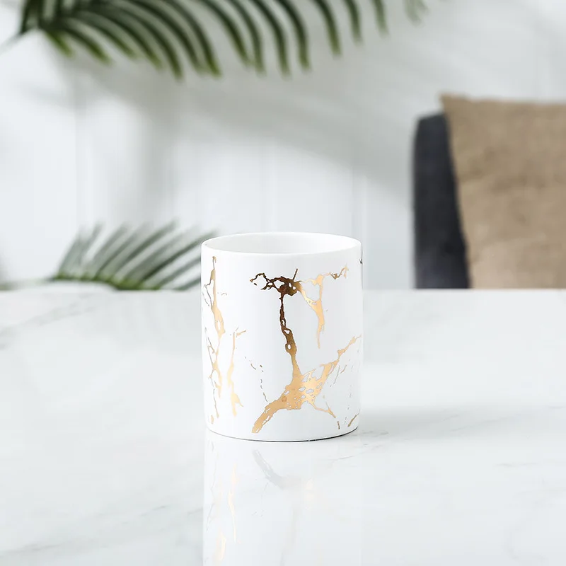 
Ceramic Candle Jar with Marble Prints 