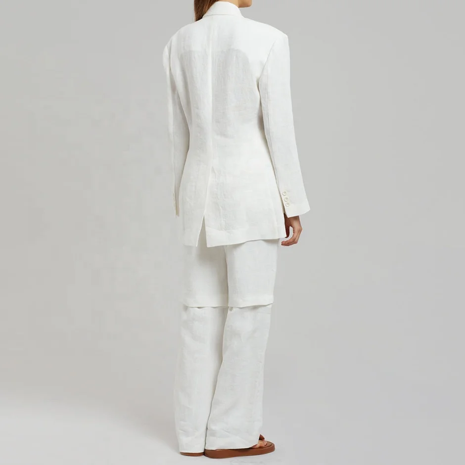 Relaxed Breathable Single Breasted Linen Blazer Ladies Blazers For Women