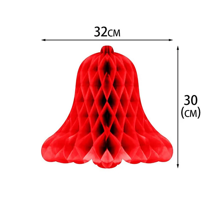 12In Eco-Friendly Honeycomb Paper Christmas Tree Hat Bell Hanging Ornaments Christmas Trees With Star For Xmas Decorations