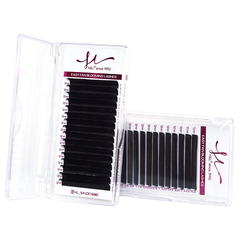 Easy Fan Russian Volume Lash Extension Private Label Easy Fanning Eyelash Extension Custom Matte Silk Lash Extention