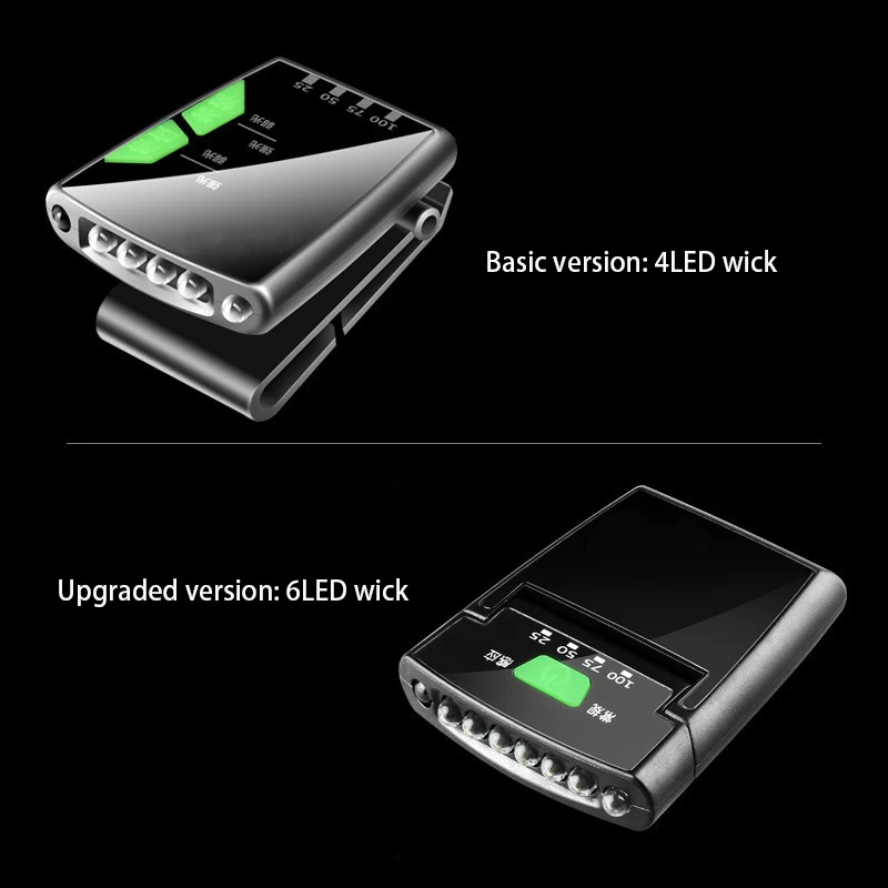 2023 new Smart sensing USB rechargeable Strong 4 led clip lamp Night fishing light led hat lamp