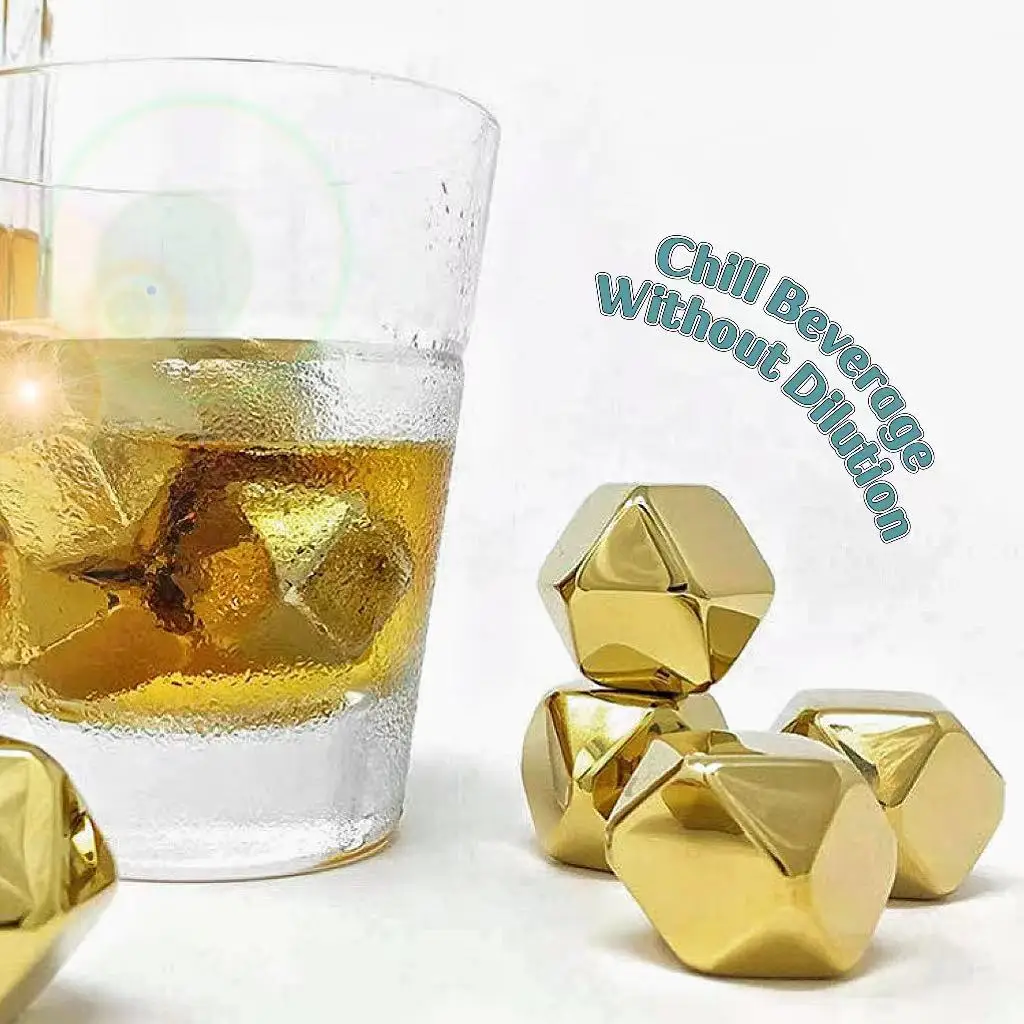 Factory Price whiskey Stones 4 Sets Wine Cooling Ice Cubes Stainless Steel Diamond Ice Cube