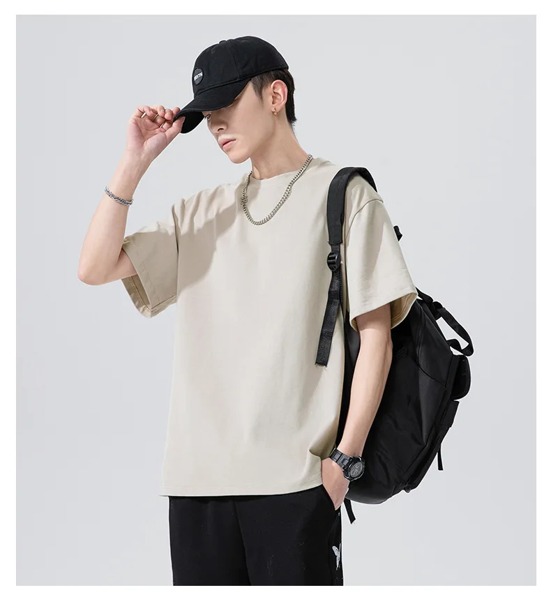 2022 Hight quality mens blank cotton t shirt solid color loose drop shoulder design logo oversized t shirts