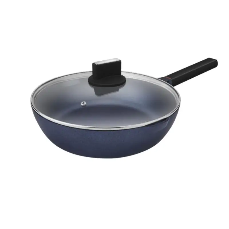 Maifan Material Deep Saute Wok Fry Frying Pans With Glass Lid