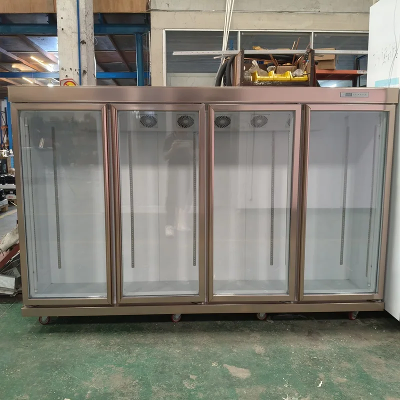MUXUE  4 glass door display fridge supermarket with remote condensing unit beverage display fridge refrigeration equipment