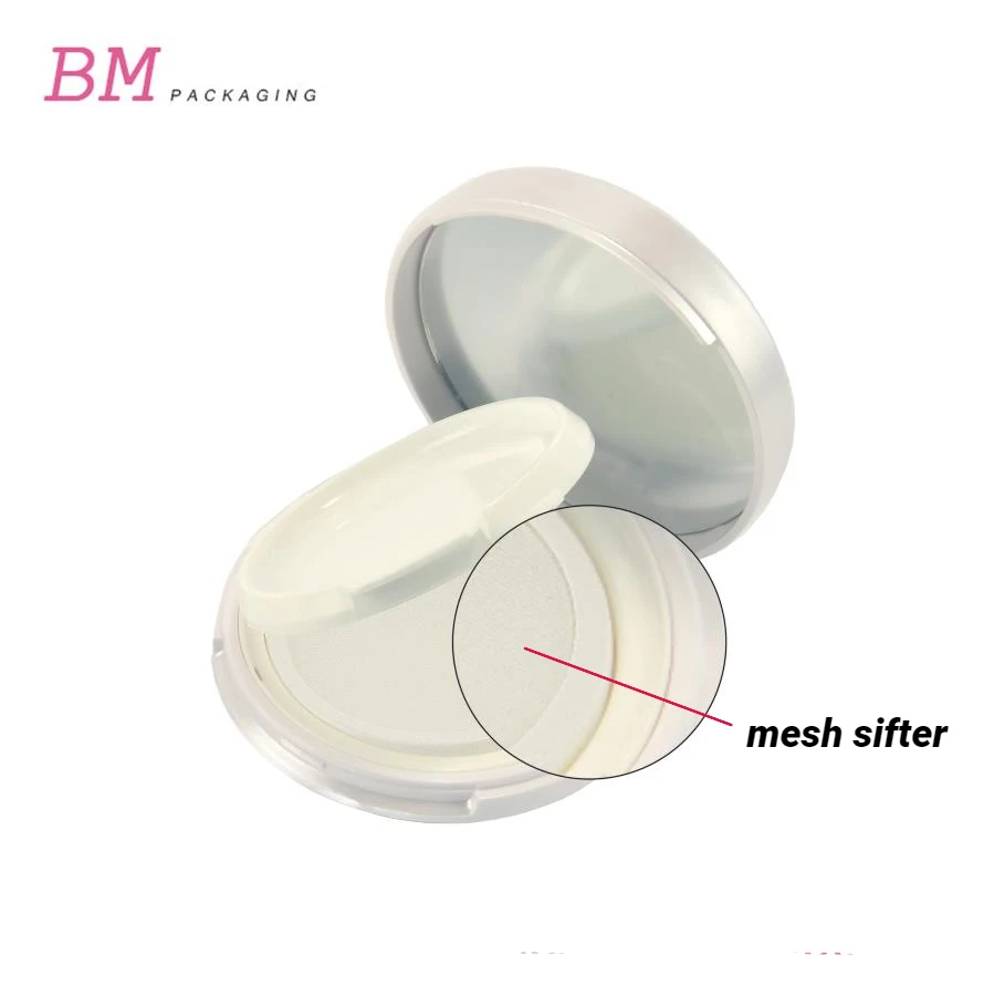 HOT customized round empty liquid foundation packaging 15g air mesh sifter makeup bb cc cushion case