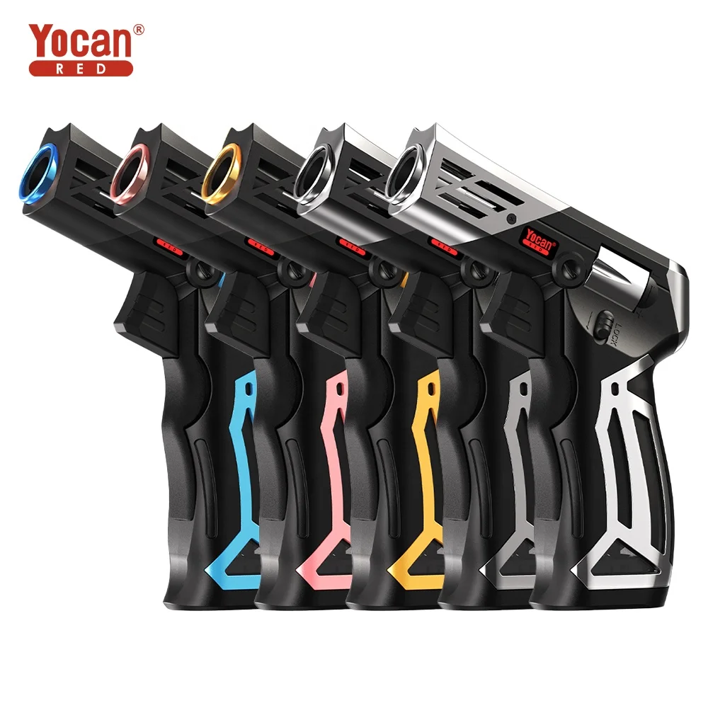 Yocan Red Diablo Torch Convertible Flame Color Heat Resistant Silicone Grip Butane Torch Lighter