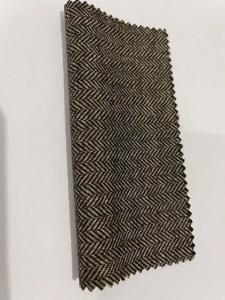 RTS Brown Yellow Herringbone Jacquard Polyester Wool Cotton Knitting Fabrics For Apparels ZY029-1