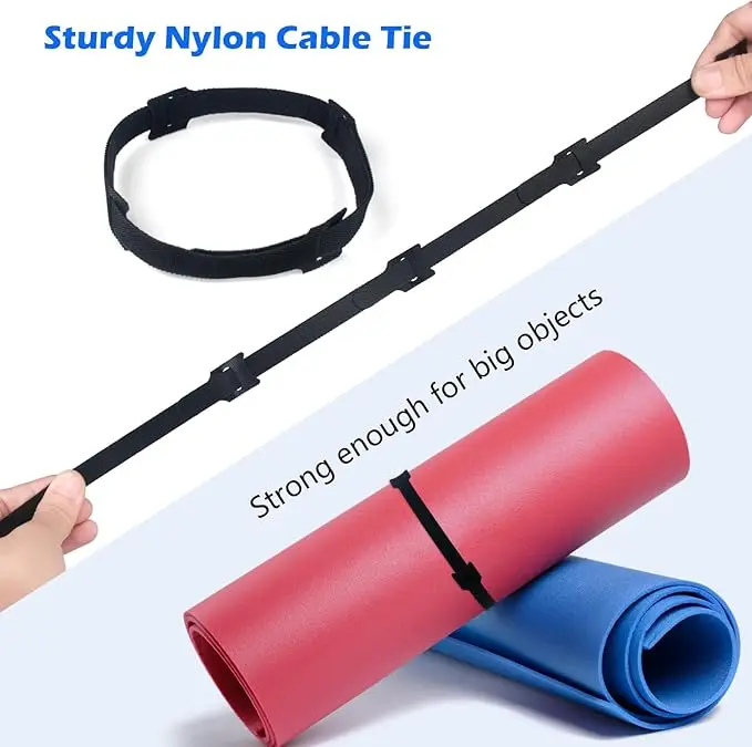 Best-Selling Adjustable Reusable Cable Ties Black Polyester Management for Home Office Desktop Charging Cables