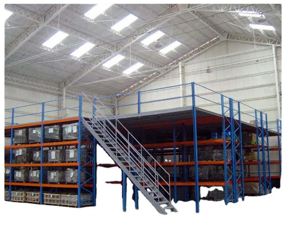 Multi-Level Steel Warehouse Mezzanine Racks Platform Storage with stairs