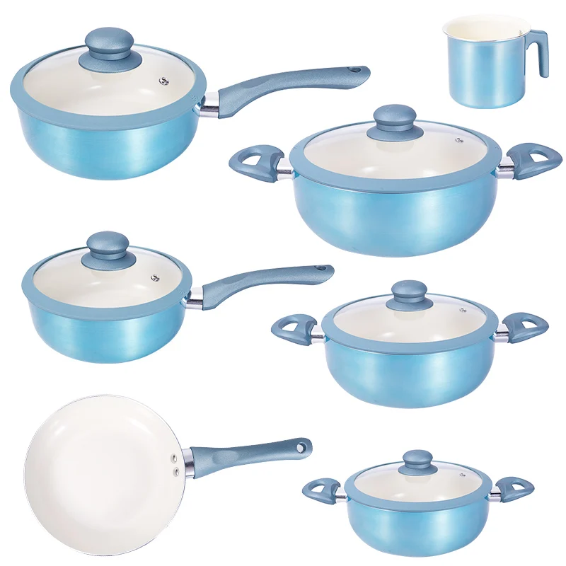 12-piece non-stick aluminum alloy frying pan soup milk pot seafood instant noodles pot open fire induction cooker cooker cooker