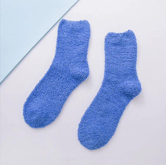 Fashion Winter Women Girls Fuzzy Crew Socks Candy Color Cozy Plush Fluffy Fur Room Floor Slipper Socks