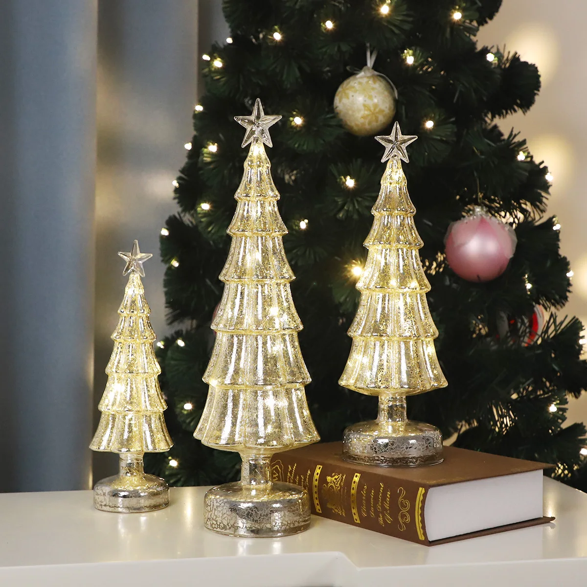 Home Decor Glass Christmas Tree for Decoration Christmas Tree Holiday Indoor Customized