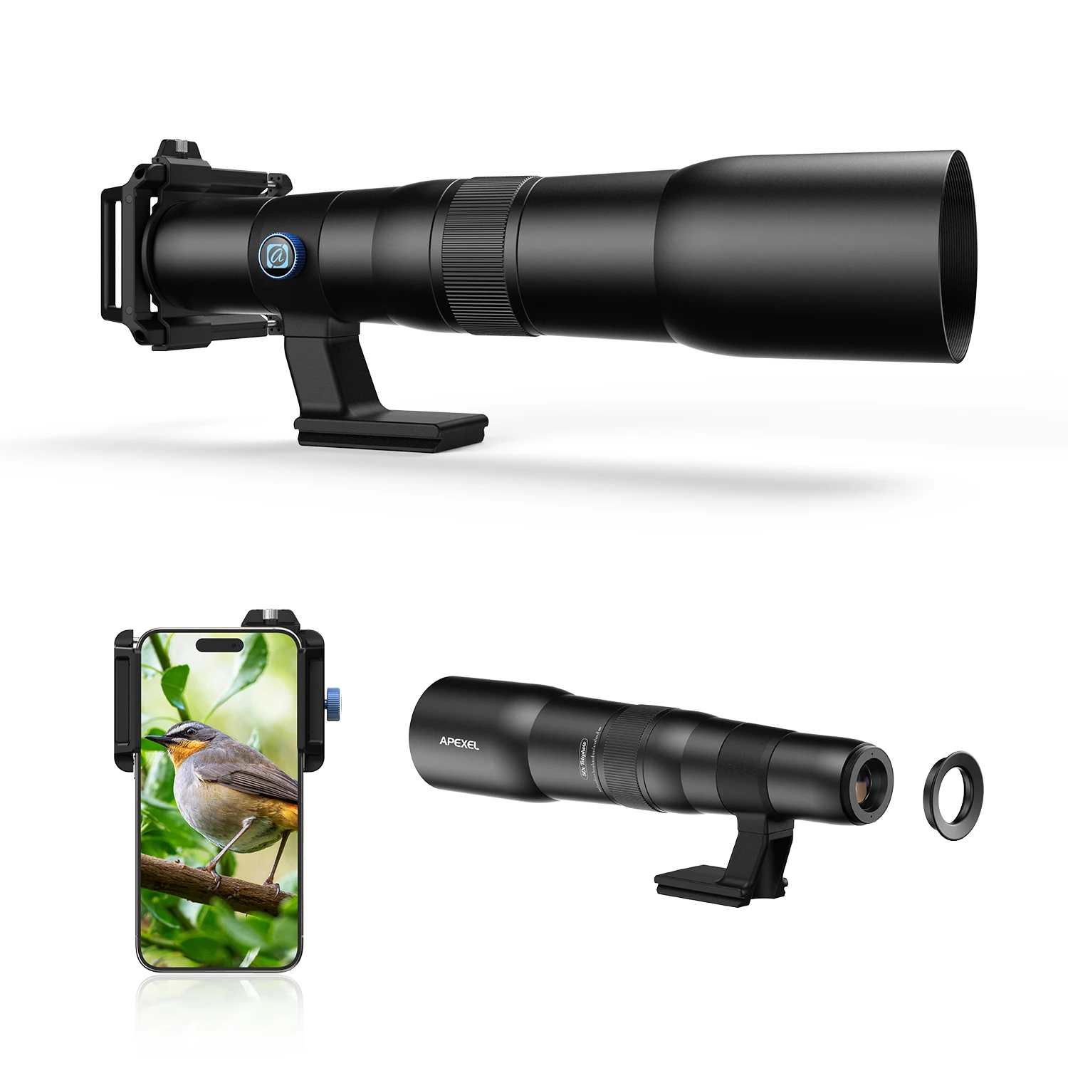 APEXEL New Premium Super Telescope Lens Universal High Power Mobile HD Long Focus 50X Telephoto Monocular Lens with Tripod