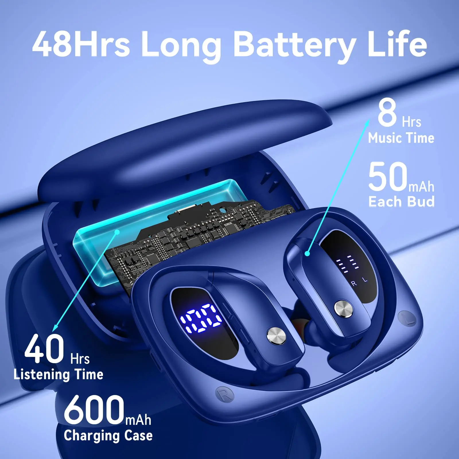 New T16 Bluetooth 5.3 Earphones TWS Wireless Sport Headphones LED Digital Display HiFi Stereo Noise Reduction ear hook earbuds