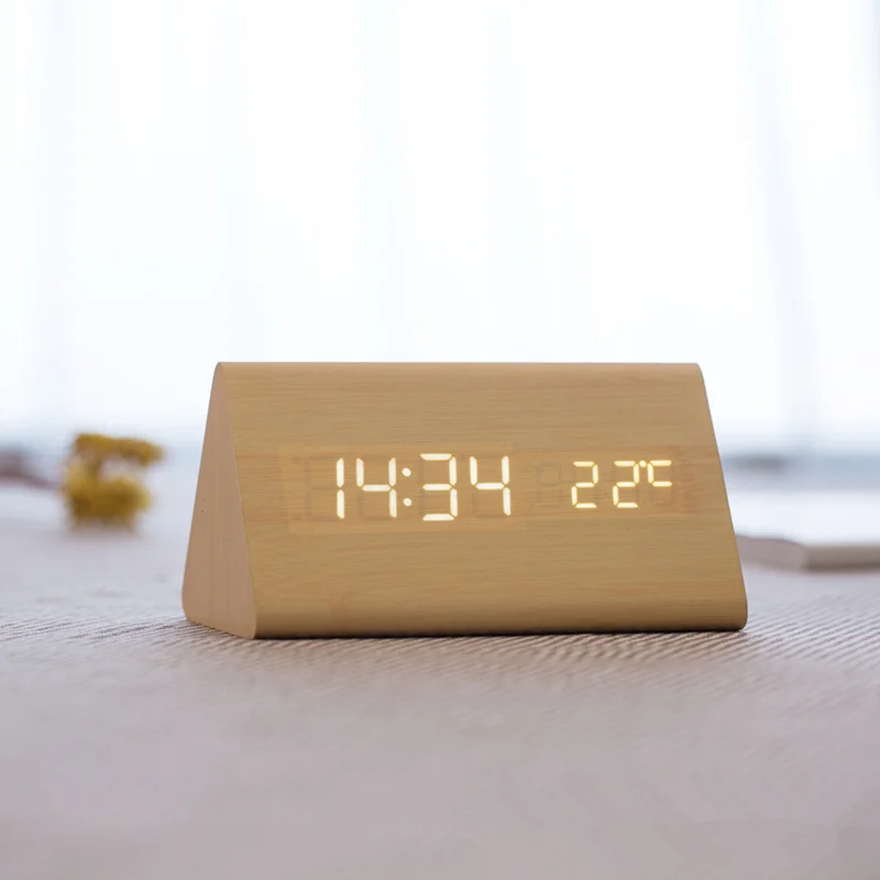 
Promotion Wood Bamboo Digital Fashion Led Alarm Clock Animal Sound with Led Clock Digital Clock 