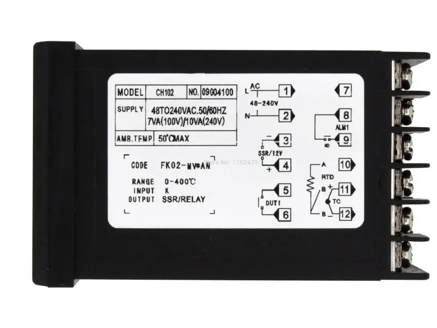 48x48mm 1/16 Din TC/RTD K E J PT100 CH102 LED Digital PID Temperature Controller Output SSR or Relay AC 110/220V Thermostat