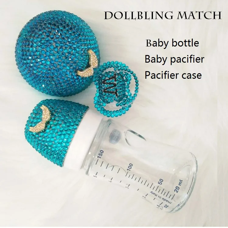 Wholesale Custom Letter Binky Diamond Baby Pacifier Beaded Silicon Baby Sleep Soother for Newborn Shower Gift