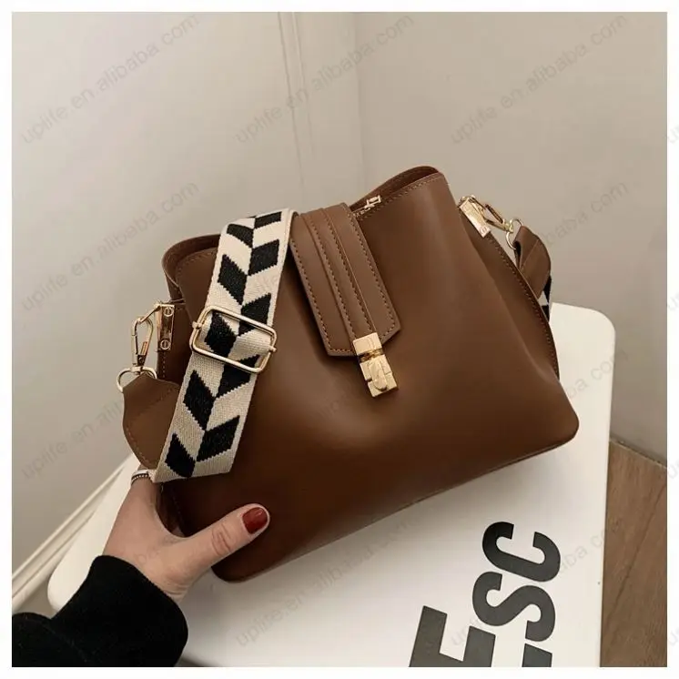 L0141 Brief Pu Leather Bucket Crossbody Bags For Women 2024 Designer Lady Luxury Shoulder Handbags