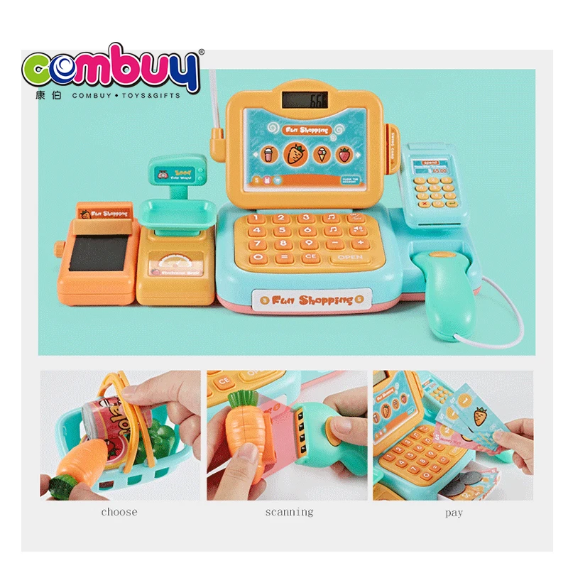 Supermarket plastic electronic toy cash register for kids