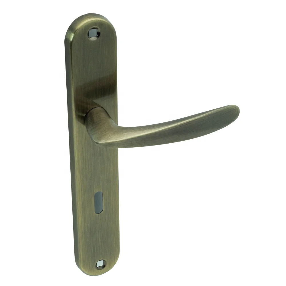 Antique Brass lever door handle on plate,Factory direct price hardware handles,European style panel lock