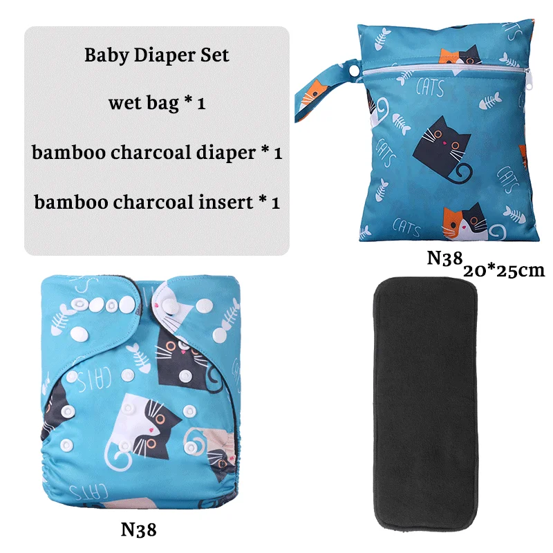 Babyshow Custom Waterproof washable baby reusable cloth Bamboo Charcoal Nappy baby clothes charcoal diaper with bamboo Insert