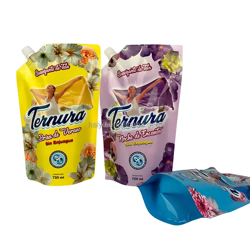 Custom Soap Washing Bag Plastic Liquid Packaging Stand Up Pouch Laundry Detergent Spout Pouch Bag