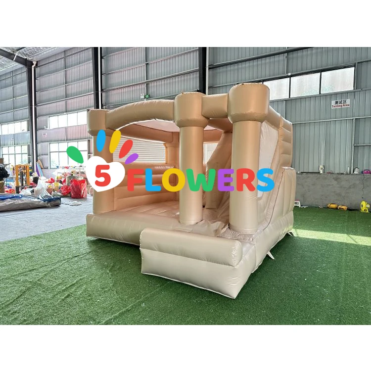 Hot sale PVC pastel tan bouncy housed combo bouncy castle with slide inflatable combo bouncer with blower for kids adults party