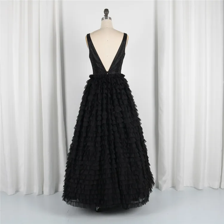 Wholesale Quinceanera Lace Deep V Neck Sexy Floor Length Party Dresses Gown Evening Ball Gown For Evening