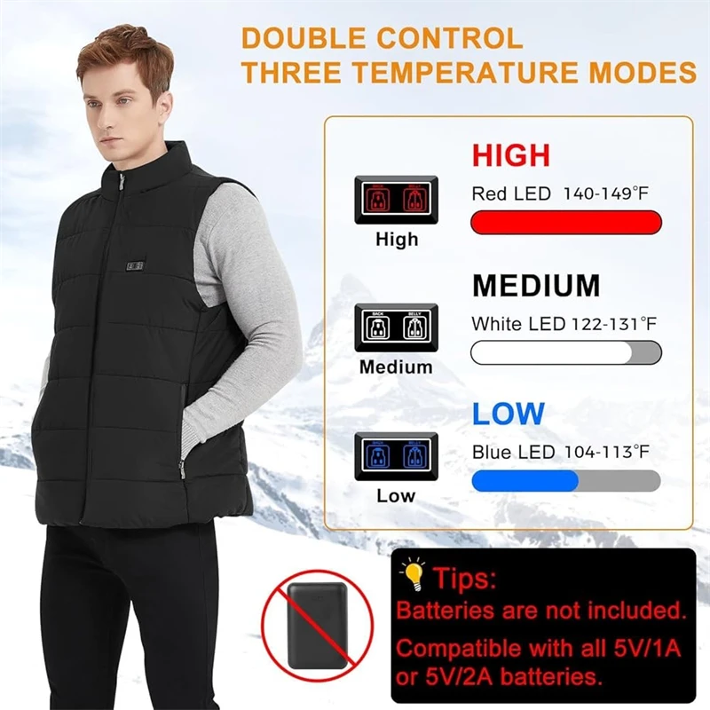Winter Rechargeable Warm Sleeveless Cotton Breathable Outdoor Heated Vest Custom Heated Vest