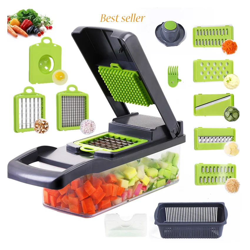 Amazon Best seller  Kitchen accessories 12-in-1 manual mandoline slicer vegetable chopper onion cutter  veggie chopper