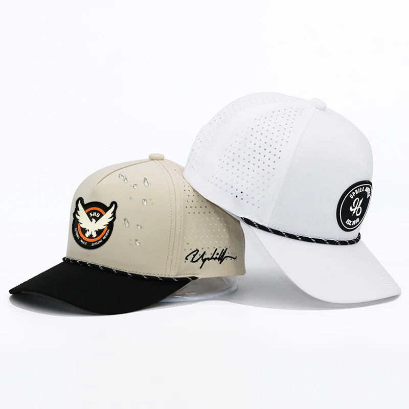 waterproof hats with custom logo 5 panel two-tone baseball hats personalized sports outdoor trucker caps unisex hats with Rope