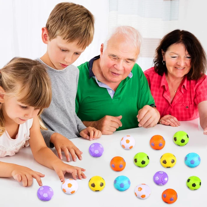 Fun 1.4Inch Mini Sensory Stress Hand Spinner Fidget Finger Ball Soccer Football Spinner Toy for Teens Adults