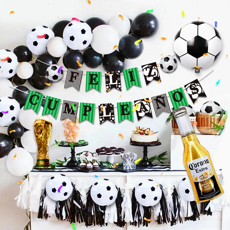 2022 New Football Happy Birthday Banner Balloons Football Theme Birthday Party Decorations Balloon Set For Boys Soccer Fans