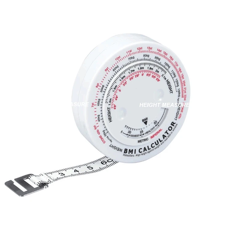 High Quality 150cm Body Mass Index Retractable Measure BMI Calculator Tape for Diet Weight Loss