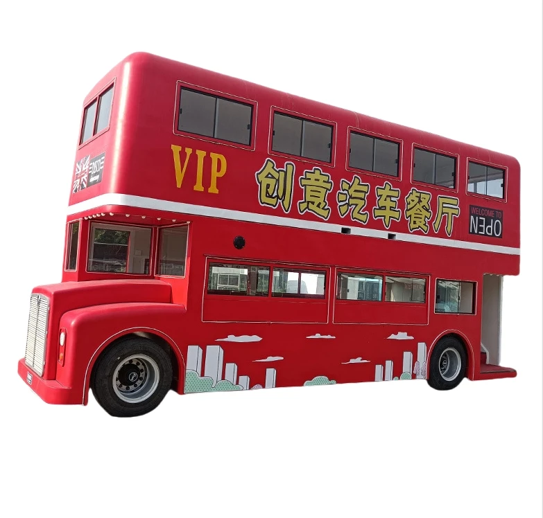 Двухэтажный автобус на заказ Электрический многофункциональный мобильный бокс для бара фургон еды полностью оборудованная кухня кафе бар трейлер