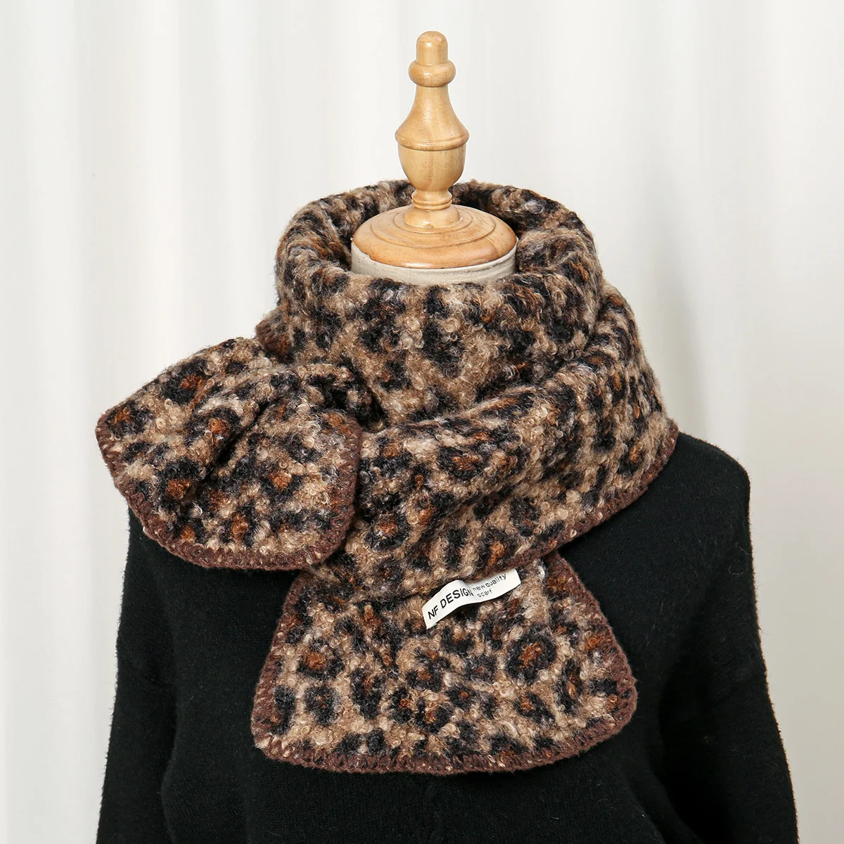 Fall Winter Fur Collar Neck Warmer Scarf Neck Shawl Shrug Coat Dress Leopard Faux Cashmere Fur Scarves For Women