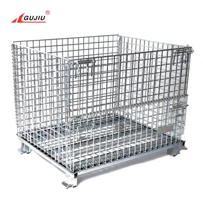
Warehouse Locking Protective Large Heavy Loading Big 4 Side Equipment Storage Metal Steel Round Wire Mesh Garbage Recycle Cage 