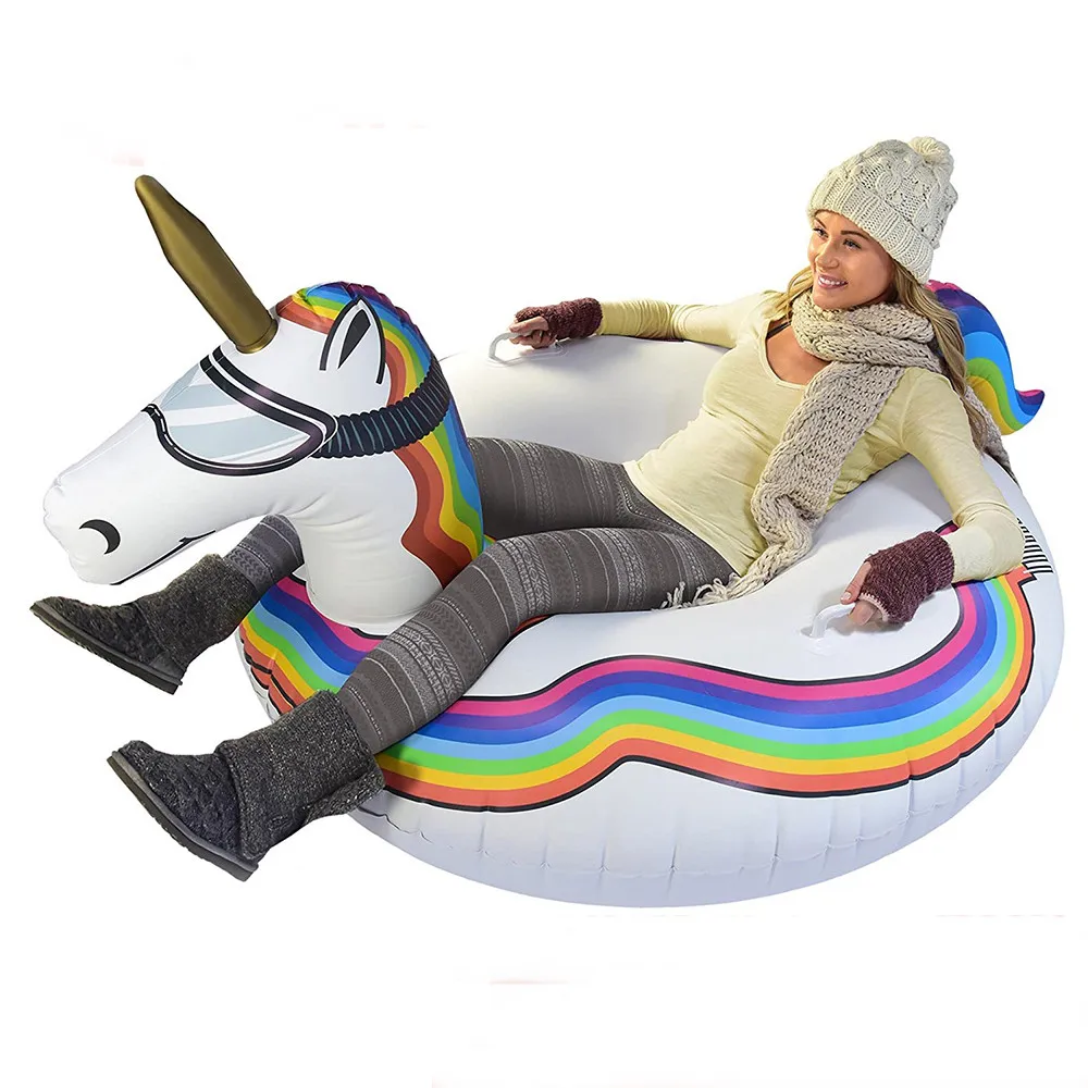 Inflatable Flamingo Unicorn Ring For Adults Skiing Ski Ring Swimming Circle Pool Float Mattress Beach Water Snow Toys