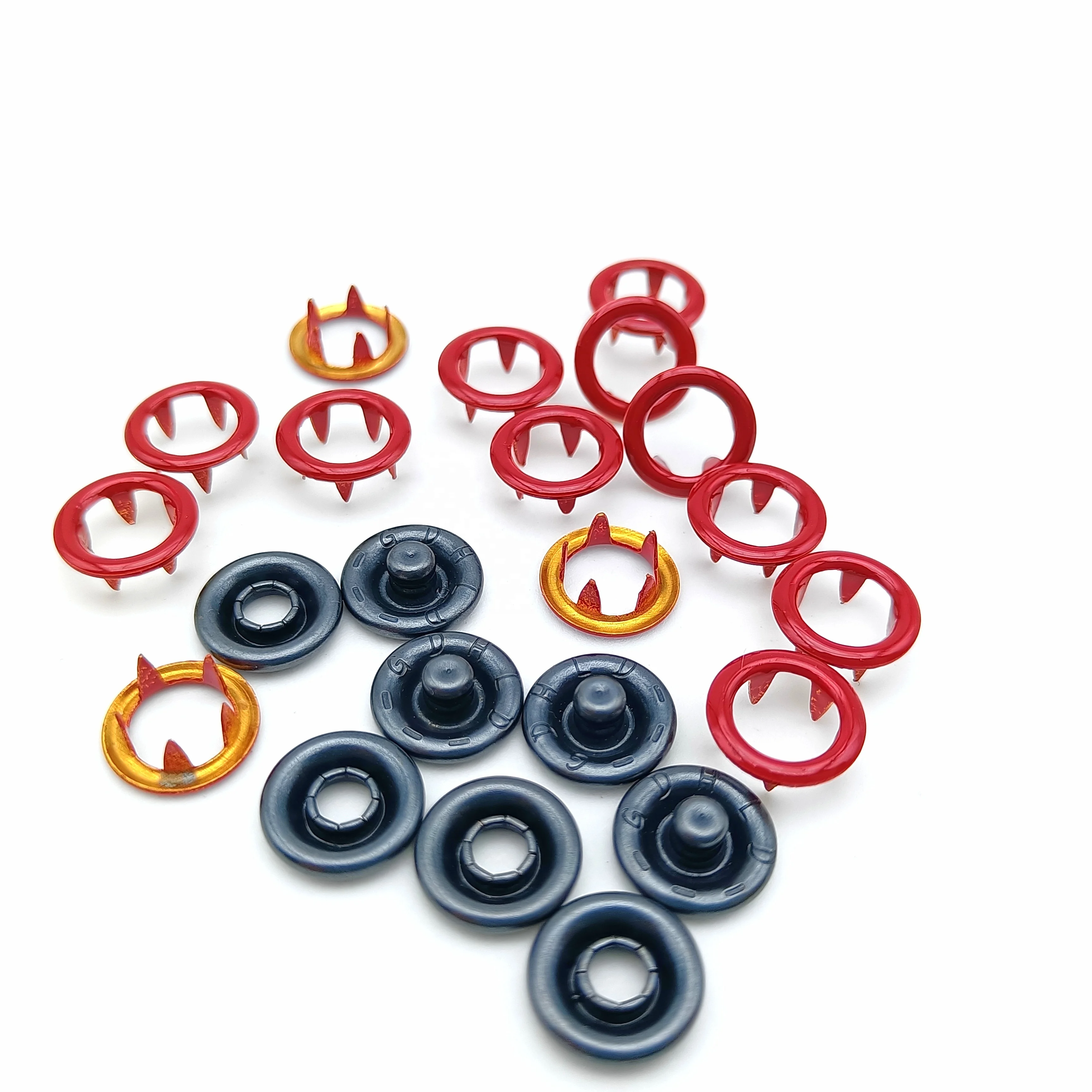 custom size brass dyed double prong ring snap button for clothing