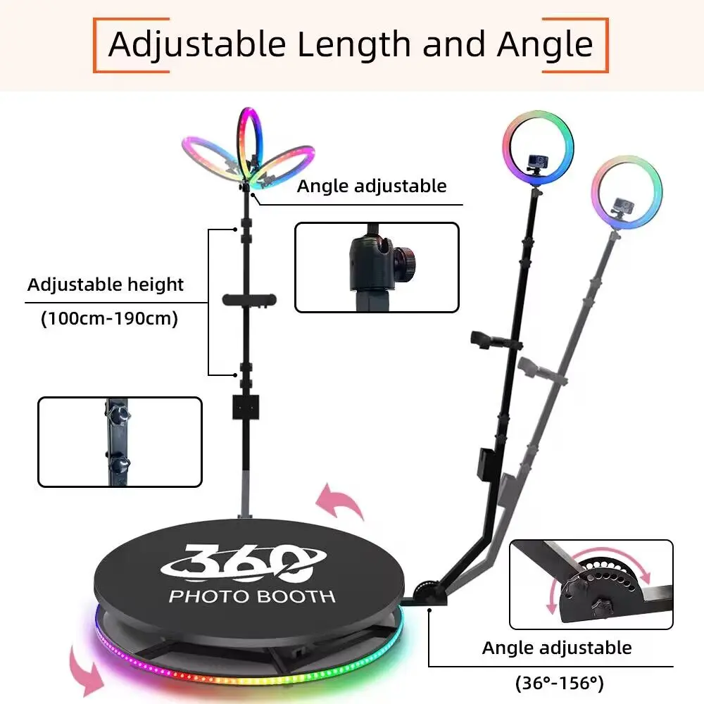 Rossmine Hot Sale Automatic Motion Portable photo booth  360 Degree Rotating Photo Video Booth  for wedding