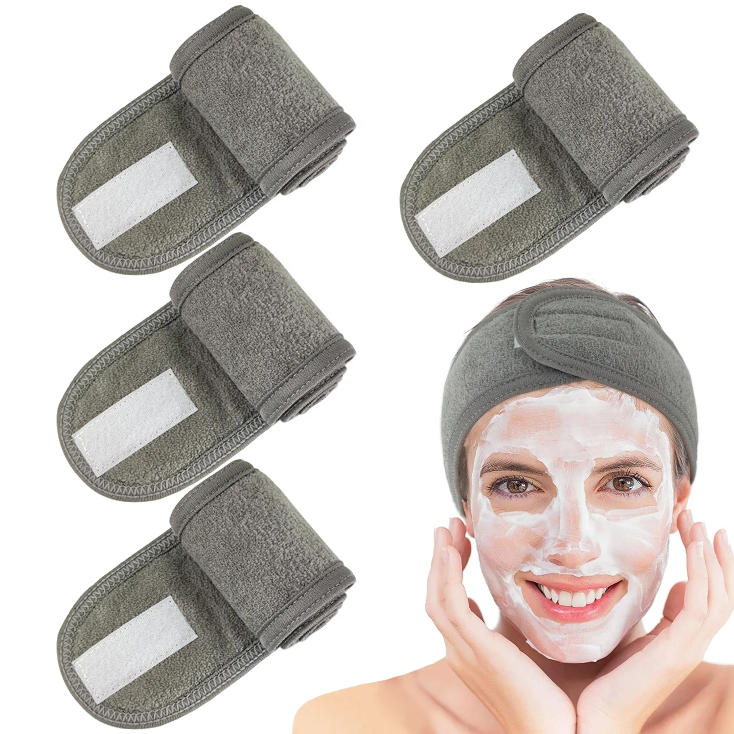 Custom Logo Spa Cosmetic Beauty Head Band Washable Facial Hairband Makeup Spa Head Wrap