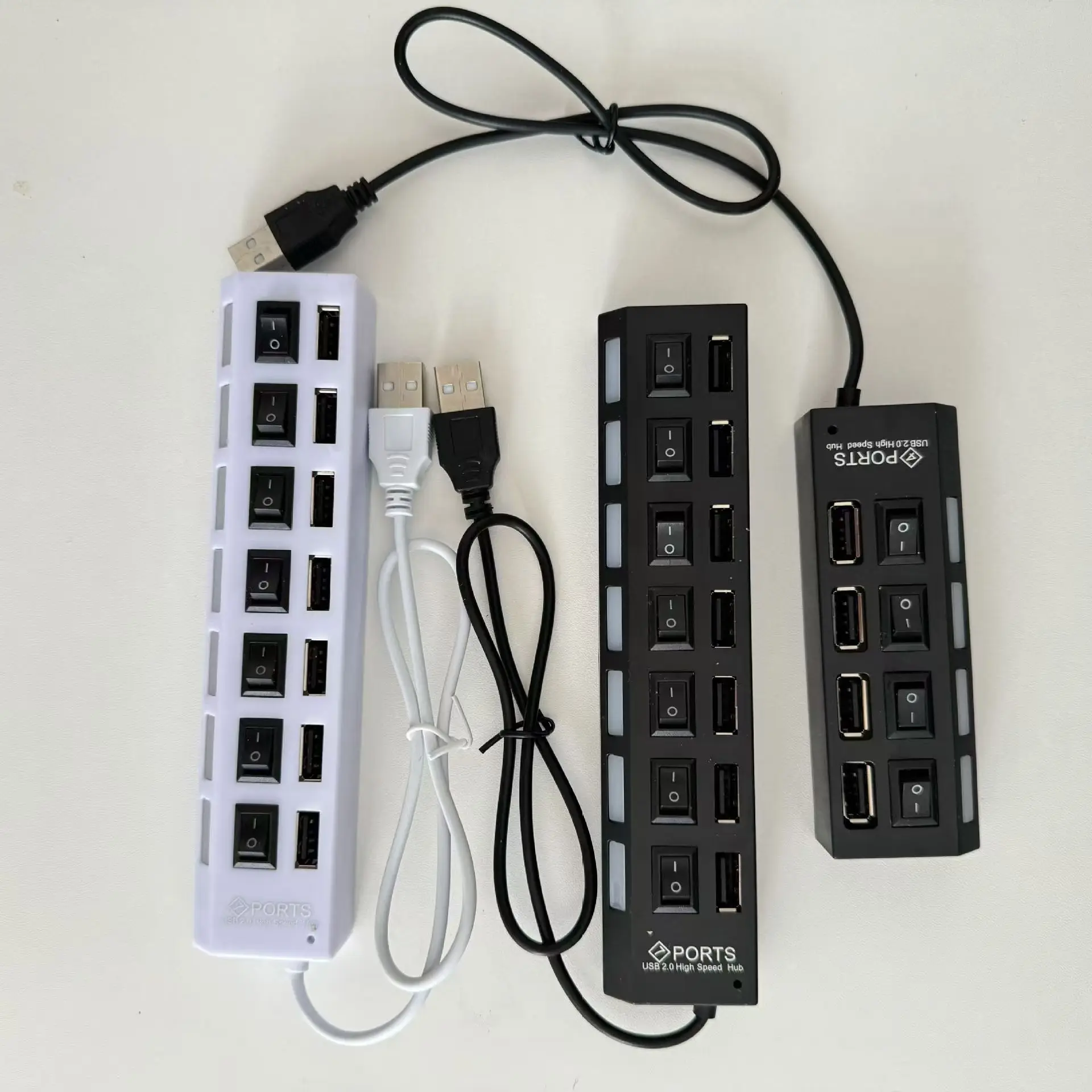 USB 2.0 Hub 2.0 Multi USB Splitter Hub Use Power Adapter 4/7 Port Multiple Expander 2.0 USB Hub with Switch for PC