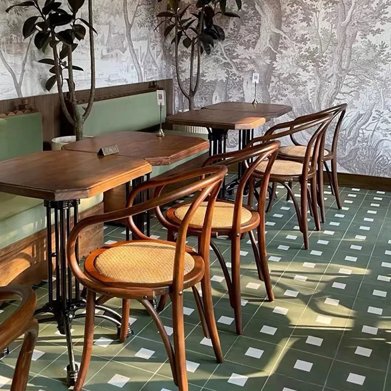 American Retro Solid Wood square Table and Chair Combination Cafe Western Restaurant Wooden