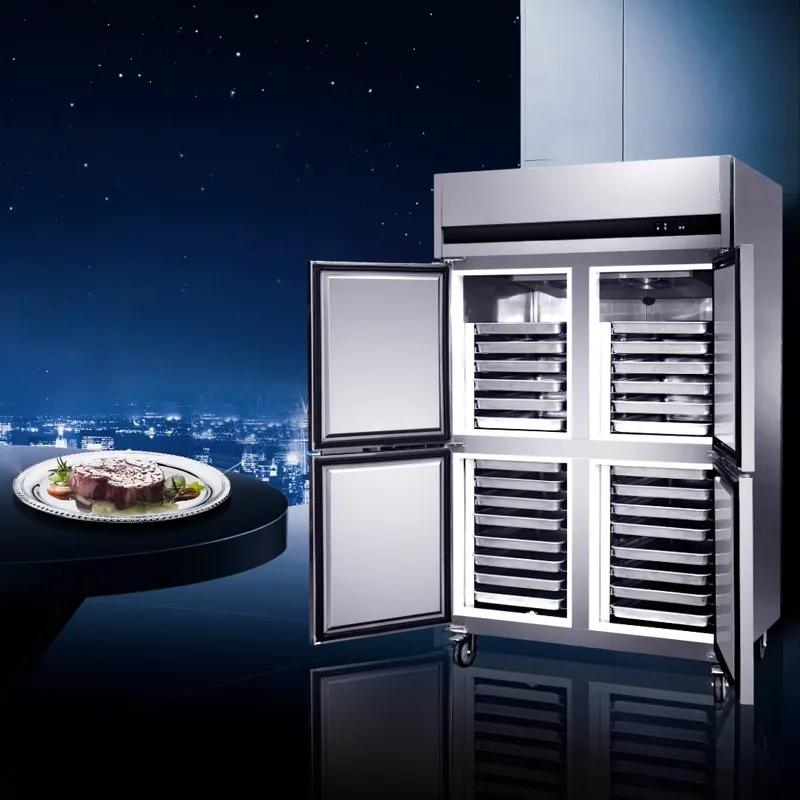 Commercial Four-Door Freezer Large-Capacity Stainless Steel Restaurant Rear Kitchen Double-Temperature Refrigeration Equipment