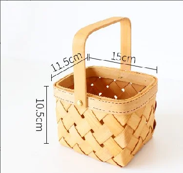 Hot Sellinwholesale Wooden Fruit vegetable Picking Basket/weaved picnic gift basket wooden chip basket