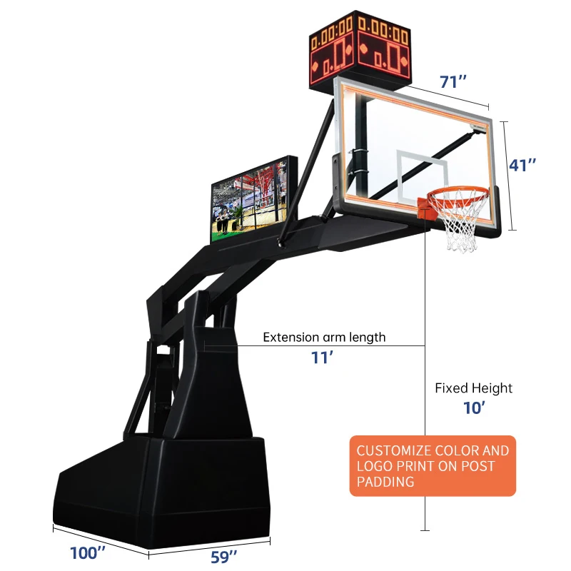 Movable Portable Basketball Hoop Stand Indoor Game Hydraulic Portable Basketball System